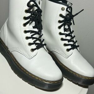 Dr. Martens White Combat Boots with Black Laces
